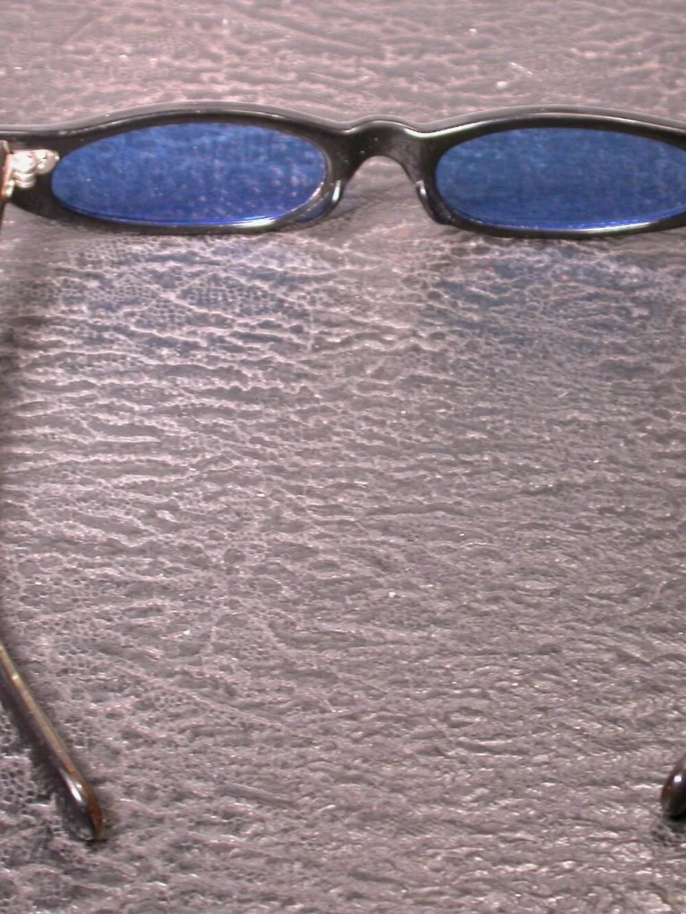 Vintage Jet Black and Blue Cat Eye Retro Sunglasses Made in Japan